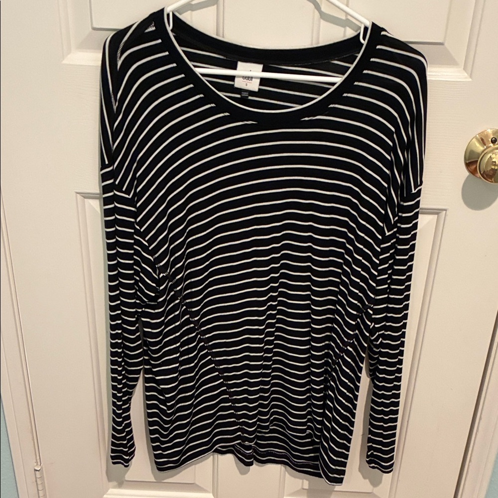 CAbi Black and White Striped Top